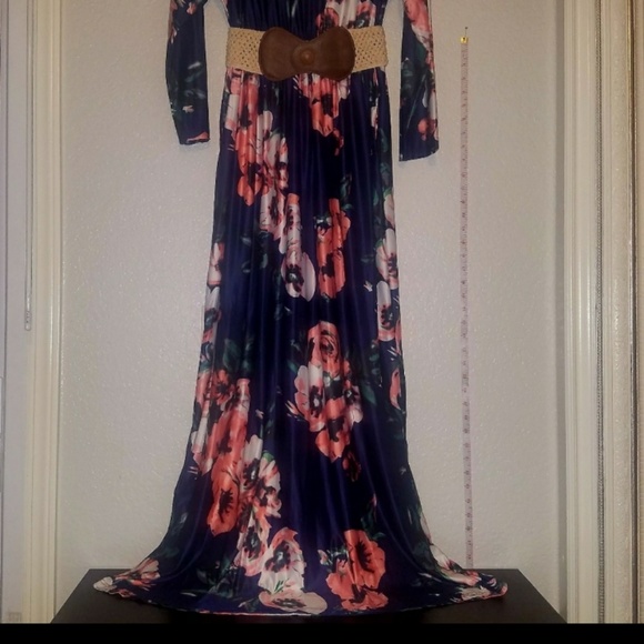 Stretchy floral maxi dark blue - Picture 4 of 4